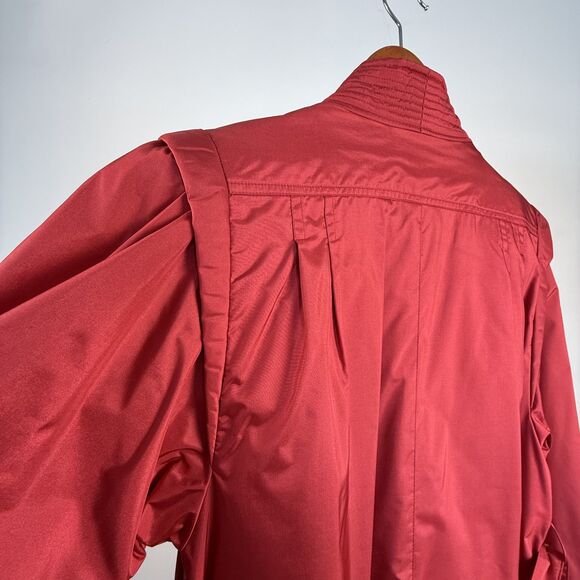 Vintage 80s Full Length Red Nylon Raincoat | Removable Quilted Liner, J Gallery - Picture 3 of 11